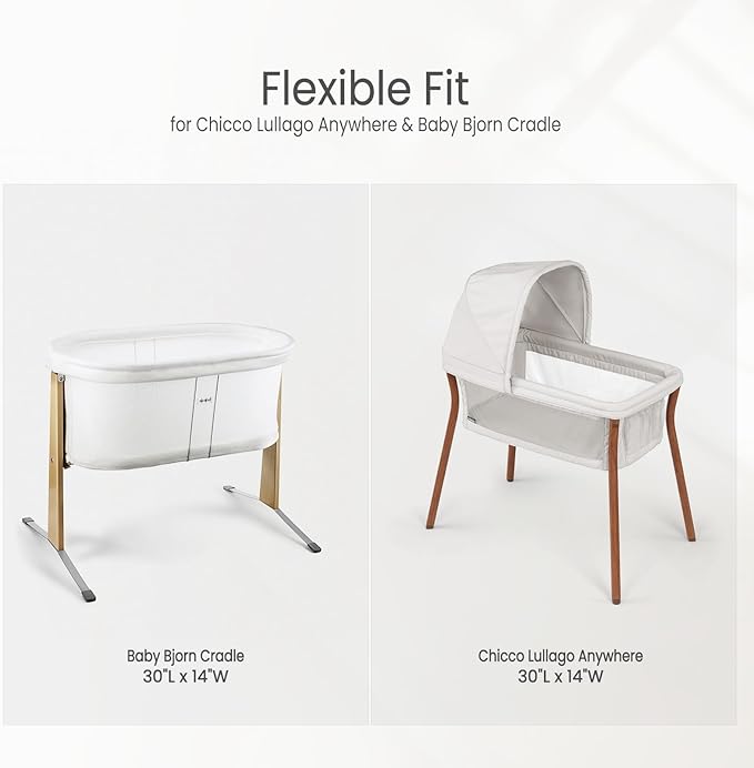 lulumoon Baby Muslin Bassinet Sheets: Snuggly Soft Cotton Sheets for Boys and Girls - Fitted foror Chicco Lullago Anywhere & Baby Bjorn Cradle & Bassinet