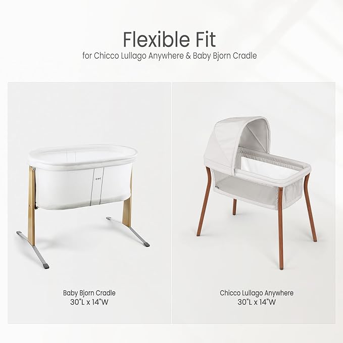 lulumoon Muslin Bassinet Sheets Baby: Cotton Bedside Bassinet Sheets Fitted for Chicco Lullago Anywhere & Baby Bjorn Cradle