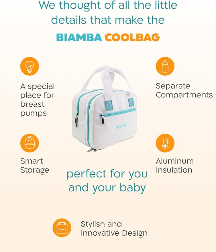 Coolbag Breastmilk Cooler Bag - Dedicated Storage Breast Pump Bag, Stores up to Six Bottles - Large Built-in Breastmilk Cooler w/Ice Pack - Double Zipper & Separate Spaces for Different Items