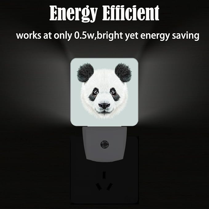 Panda Cute Face Night Light,Plug Into Wall Decor for Stairway,Hallway,Kitchen,Dusk to Dawn Sensor Nightlights for Boys/Girls/Women/Men Room Gifts