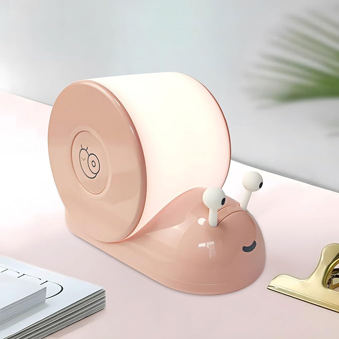 Cute Snail Night Light | Magnetic Base Dimmable Bedside Lamp | 800mAh Long-Lasting Soft Light |USB Rechargeable Timer Safe Portable LED Lamps|Breastfeeding Dorm Room Decor