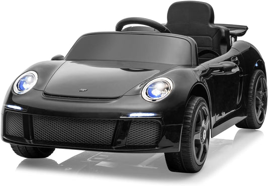 Licensed RUF CTR3 12V Kids Electric Car with Parent Remote Control, 2 Motors, 3 Speeds, LED Lights, MP3 Player | Battery Powered Ride-On Toy for Kids to Drive - Black
