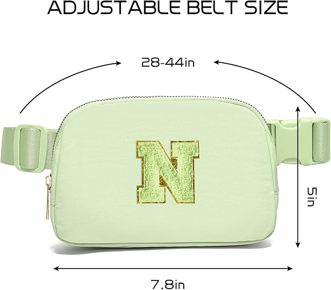 Gitus Gifts for 8 9 10 11 12 Year Old Girls Belt Bag Fanny Pack Crossbody Bags with Initial Letter Patch Cute Stuff Birthday Gifts for Teen Girls Women Personalized Trend Stuff (Light Green-N)