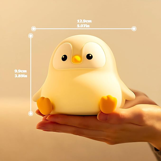 Penguin Nursery Night Light,LED Squishy Silicone Lamp,2 Levels Dimmable Bedroom Nightlight for Kids,Touch Light,Dorm Decor lamp,Baby Boys Girls Gifts (Sitting Penguin)