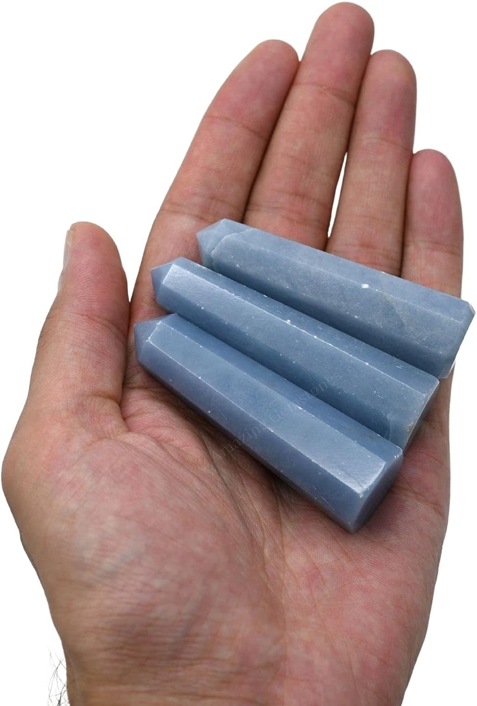 Amazing Gemstone Angelite Crystal Towers ~ Natural Healing Crystal Point Obelisk for Reiki Healing and Crystal Grid (2" to 3" Inch)