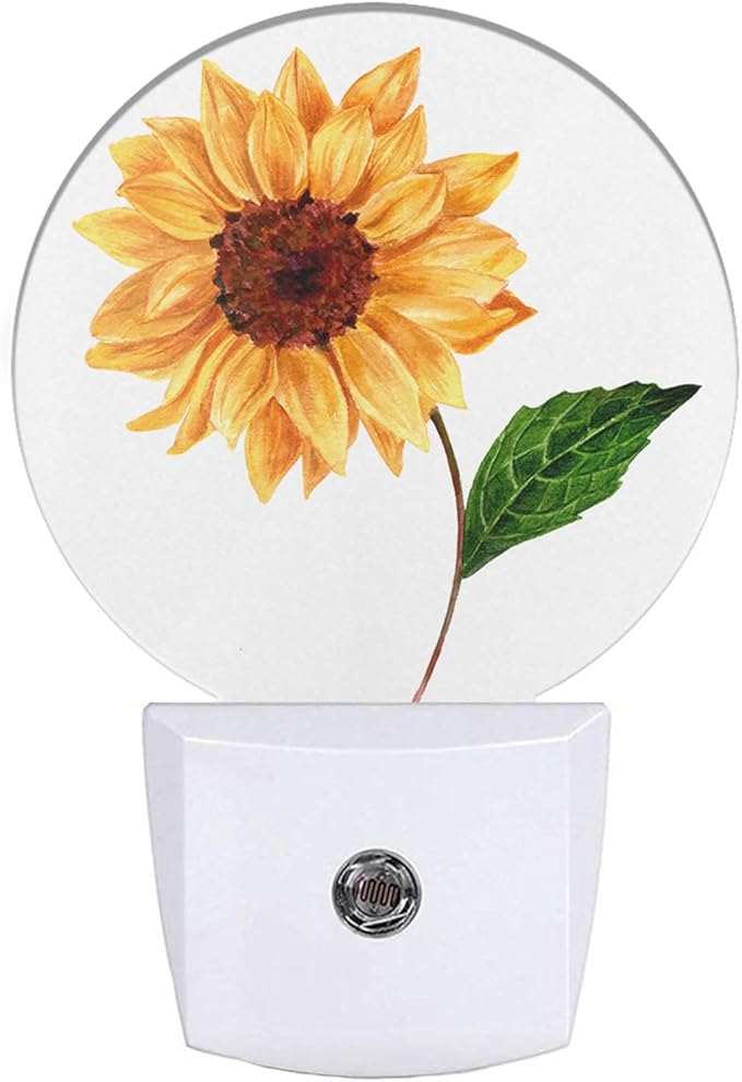 EKOBLA Spring Sunflower Night Lights Plug into Wall Happy Sunflower Green Leaf Night Light Bedroom Decor for Boys Girls Grandma Grandpa Dusk to Dawn Sensor LED Lamp Home Wall Decor