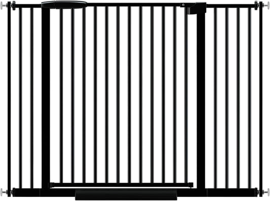 Extra Wide Baby Gate 30.11-77.36",Ultra Narrow 1.37" Spacing Dog Gate indoor,Double Lock Auto Close Pet Gate for House,Pressure Mounted Baby Gate Easy Walk Through Pet Gate for Hallway(Black)
