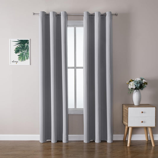 ChrisDowa Blackout Curtains 78 inches Long for Bedroom - 2 Panels Set Grommet Thermal Insulated Room Darkening Curtains for Living Room (Light Grey, 42 x 78 Inch)