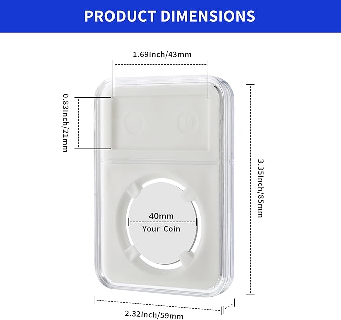 10-Pack Silver Dollar Coin Holder, 40mm Collection Coin Holder, Clear Acrylic Coin Slab Protectors and Display Case for Morgan, Peace, IKE Silver Coin, Four-Point Fixation Coin Capsules