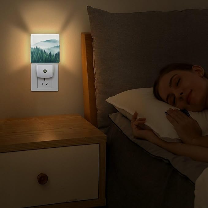 Mountain Forest Night Light, Plug into Wall Decor Nightlights for Bedroom, Bathroom, Hallway, Kitchen, with Dusk to Dawn Light Auto Sensors LED Night Lights for Boys Girls Women Men Room Gifts