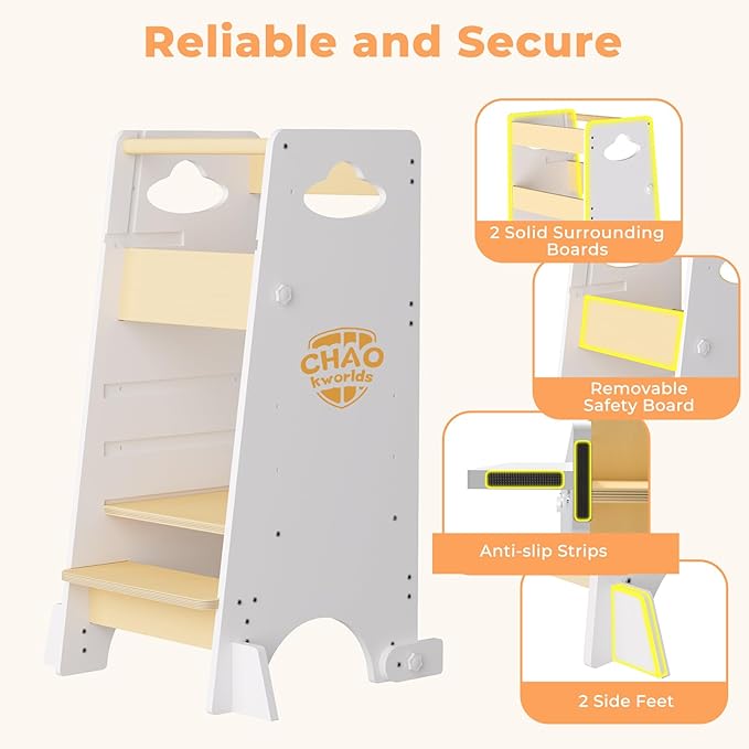 Toddler Tower 3-in-1 Multifunctional Kitchen Stool Helper, Adjustable Height ，Highchair