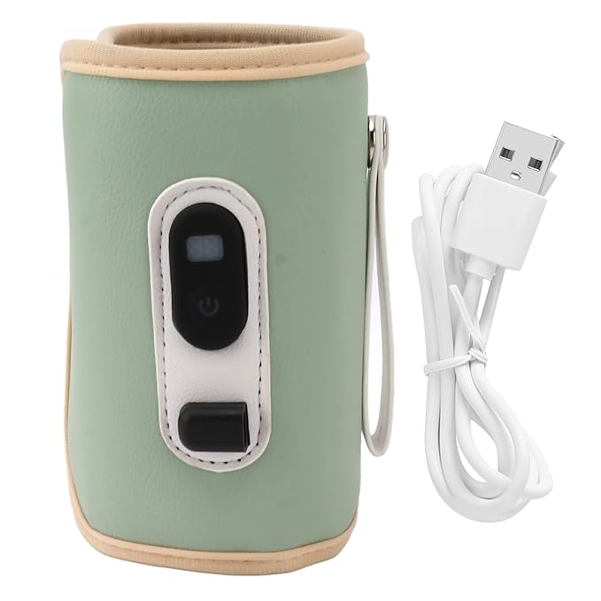 Baby Milk Bottle Warmer with USB Digital Display - Portable 5 Speed Milk Heat Keeper for Breastmilk and Water (Green)