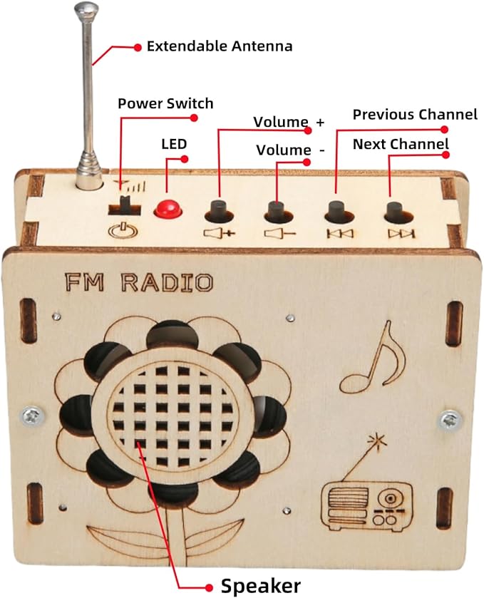 DIY FM Radio Kit and Solar Fan Kit, Electronic Science Project with PCB, Speaker, Case, Assembly Tools,Gifts for Smart Kids