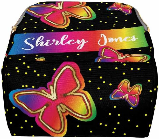 Customized Diaper Backpack Handbag Handbag Cute American Women Expandable Princess All-In-One Bags Custom Bag Personalized Mummy Nursing Baby Bags, Rainbow Butterflies