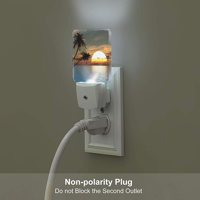 Led Night Light, Sunset Palm Decorative Plug in Nightlights,with Smart Auto Dusk to Dawn Night Light for Bedroom, Kitchen, Nursery, Bathroom