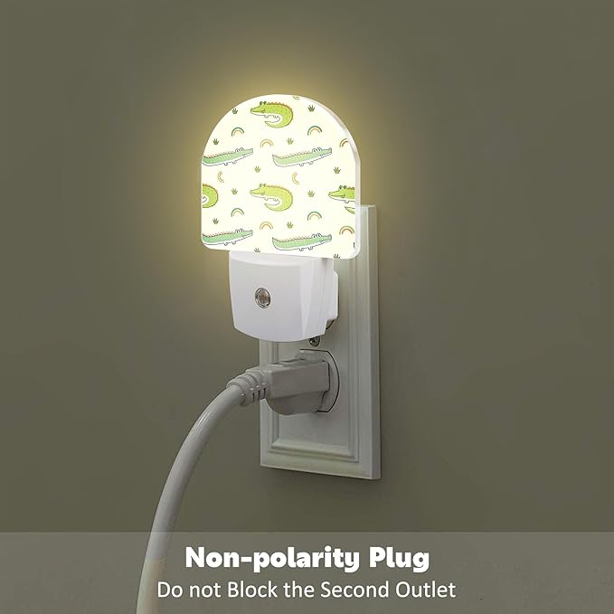 Cute Cartoon Crocodiles Night Light, Childish Crocodiles Dusk to Dawn Night Light Plug in,0.5w Energy Saving Sleep Friendly Nightlights for Kids Boys Girls Home Decor