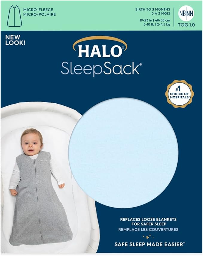 HALO Micro-Fleece Wearable Blanket, Swaddle Transition Sleeping Bag, TOG 1.0