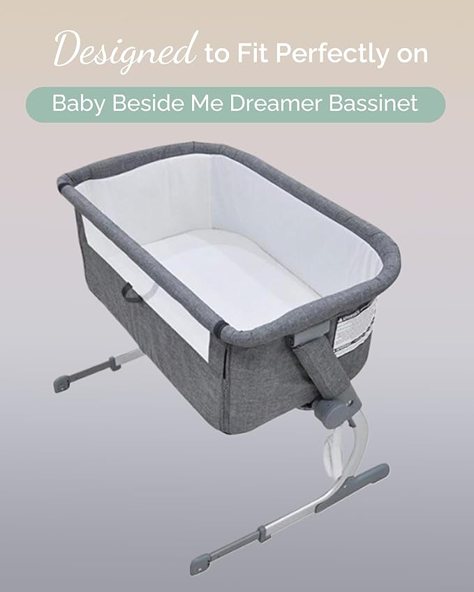Bassinet Sheets Compatible with Baby Delight Beside Me Dreamer Bassinet, 33x20 for Baby Bedside Sleeper - Buttery Soft, Premium Stretchy Jersey Knit Sheets - Sky + Sage + Cloud, 3 Pack