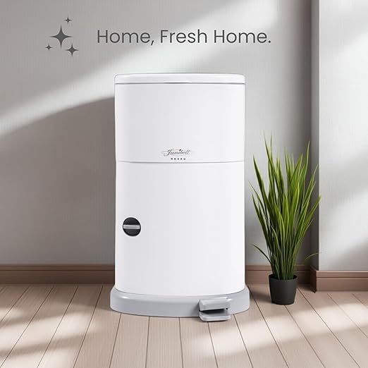 Janibell Akord Slim Adult Diaper Disposal System 7 Gallon Odor Locking Double-Sealed Adult Diaper Pail with Hands-Free Foot Pedal, Holds 22 Large Briefs, Continuous Liner, Durable ABS Resin
