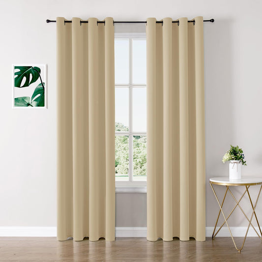 ChrisDowa Blackout Curtains 84 inches Long for Bedroom - 2 Panels Set Grommet Thermal Insulated Room Darkening Curtains for Living Room (Biscotti Beige, 52 x 84 Inch)