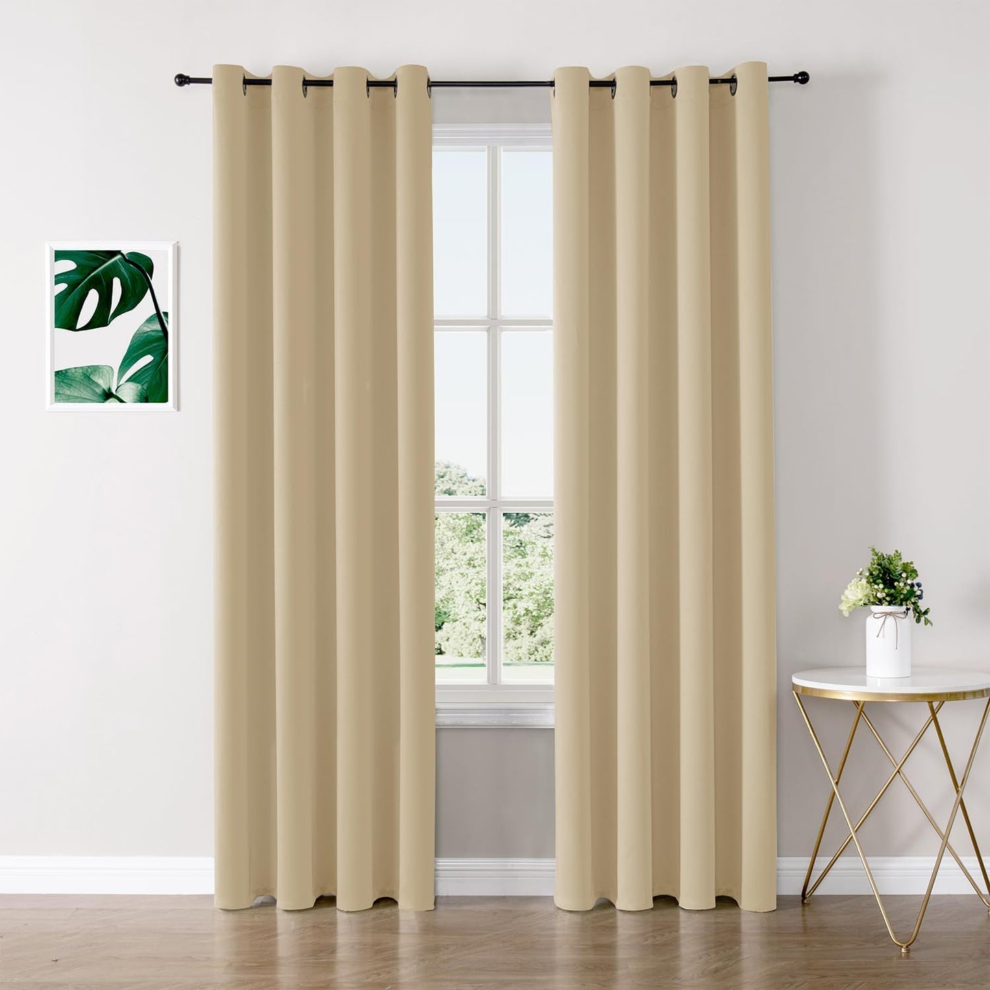 ChrisDowa Blackout Curtains 72 inches Long for Bedroom - 2 Panels Set Grommet Thermal Insulated Room Darkening Curtains for Living Room (Biscotti Beige, 52 x 72 Inch)