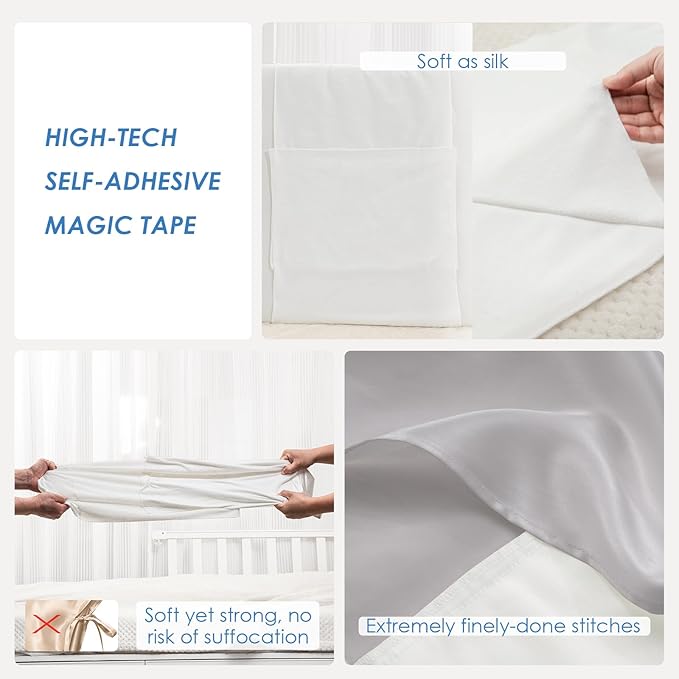 PROMEED Baby Silk Bassinet Sleeve, 23 Momme Pure Silk Cot Semi Sheet, Adjustable for All Standard Bassinet/Cradle/Cot/Crib Mattress (Light Grey)