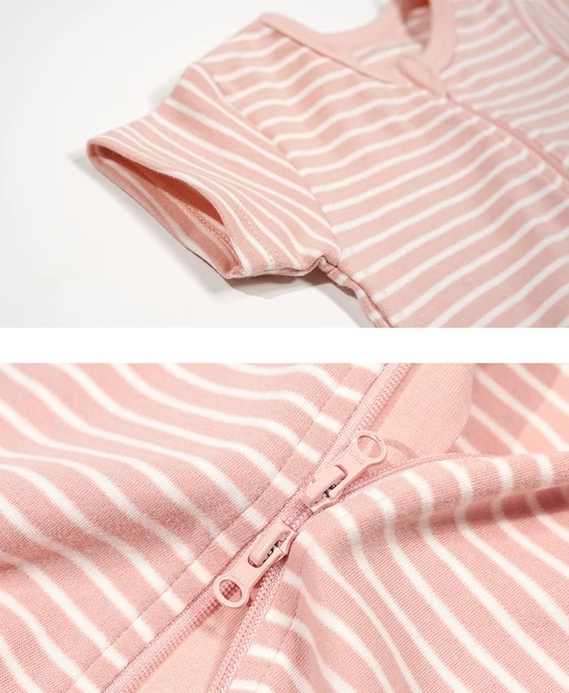 Teach Leanbh Toddler Baby Boys Girls 2-Pack Pajamas Cotton 2 Way Zipper Short Sleeve Footless Romper Sleep and Play