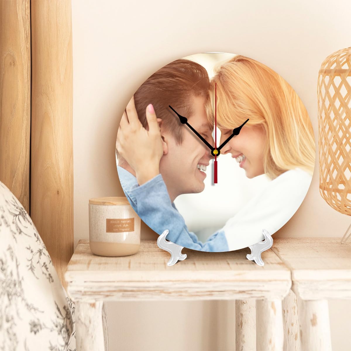 Generic Custom Clocks for Walls Personalized Picture Hanging Time Clocks Customize Gifts for Kitchen Bathroom Home Wedding Friend Family Lover, 10inch-25cm