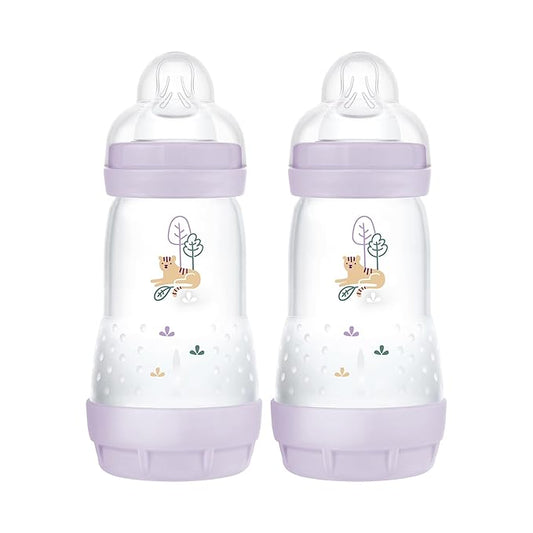 MAM Easy Start Anti-Colic Baby Bottle 9 oz, Medium Flow, Breastfeeding-Like Silicone Nipple Bottle, Reduces Colic, Gas, & Reflux, Easy-to-Clean, BPA-Free, Vented Baby Bottles for Newborns, 2+ Months