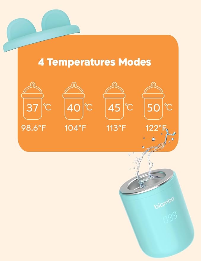 Warm Out Portable Bottle Warmer for Travel - Small & Compact Baby Bottle Warmer On The Go, 4 Heating Temperature - Leak Resistant, Splash Proof Silicone - USB Charging, For All Types of Bottles