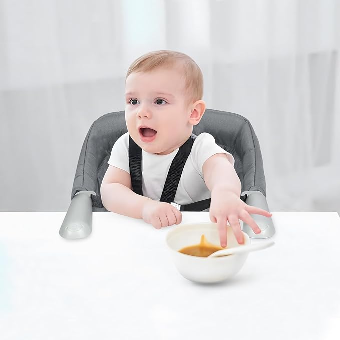 PandaEar Hook On High Chair| Baby Portable High Chair for Travel| Table High Chair Clip On Baby Eating Chair Booster Seat for Dining (Grey)