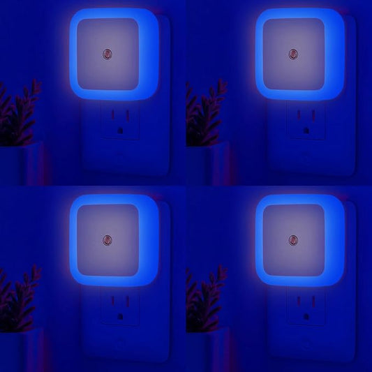Night Lights Plug into Wall - 4-Pack Blue Nightlight Smart Dusk to Dawn Sensor Plug in LED Lighting, Safe Auto-On/Off Lamp for Kids Adults Home Living Room Kitchen Bedroom Bathroom Toilet Hallway