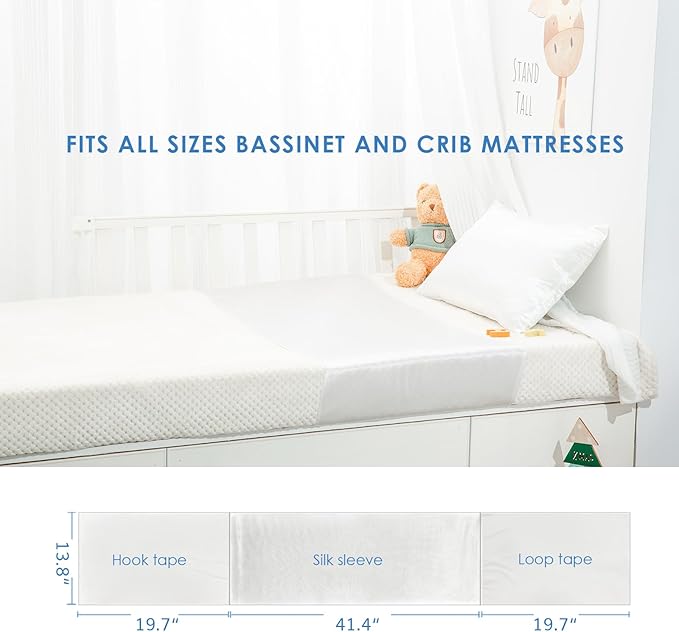 PROMEED 2 Pack 23 Momme Silk Crib Slip for Baby Hair, No More Bed Head and Baby Bald Spots, 100% Silk Crib/Bassinet Sheets for Baby Boy/Girl (White)