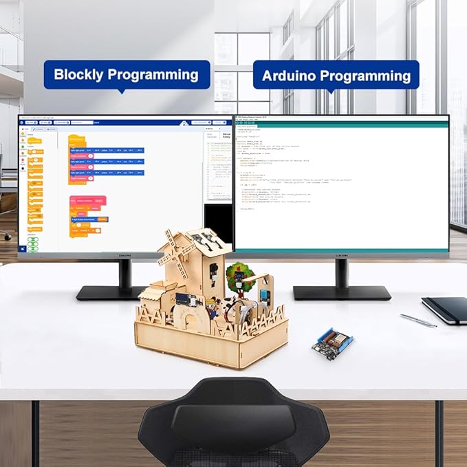 ACEBOTT ESP32 IOT Smart Farm Kit Compatible with Arduino/Scratch, STEM Kit Coding Kit with APP Control, Stem Toys Wooden House Building kit, STEM Educational kit for Kids 12+