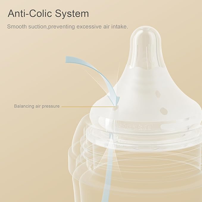 Gulicola Natural PP Baby Breastfeeding Bottles, Medium Flow Nipples (M), 3 Months +, White, 8 oz - 2pks