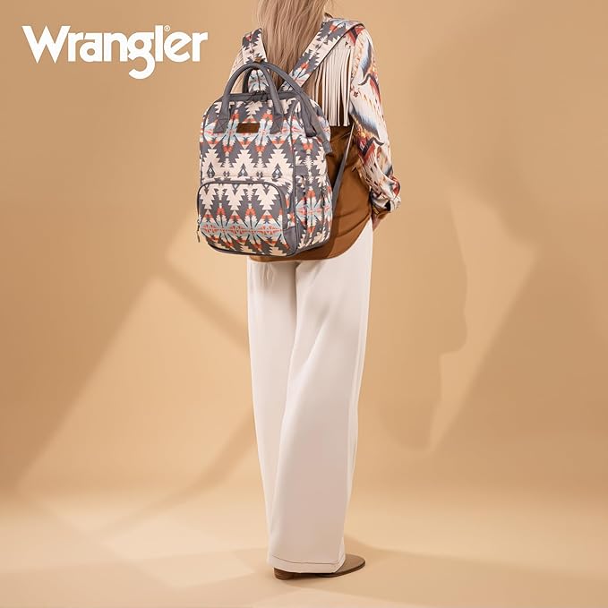 Montana West Wrangler Callie Diaper Bag Backpack with Stroller Straps Southwestern Multifunction Baby Travel Bag WG2210-9110GY