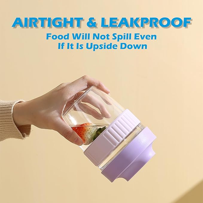 Breakfast On The Go Cups, Overnight Oats Containers With Lid And Folding Spoon, Take And Go Yogurt Cereal Snack Parfait Salad Containers For Lunch, Fruit & Vegetable Jar, 20 oz(Pink)