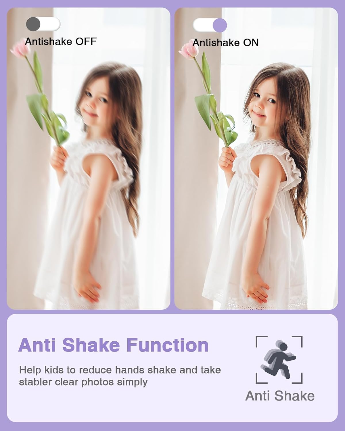 Digital Camera, Kids Camera FHD 1080P Point and Shoot Camera with 16X Zoom Anti Shake, Small Compact Camera for Teen Starter Children Kid Student Girl Boy(Purple)