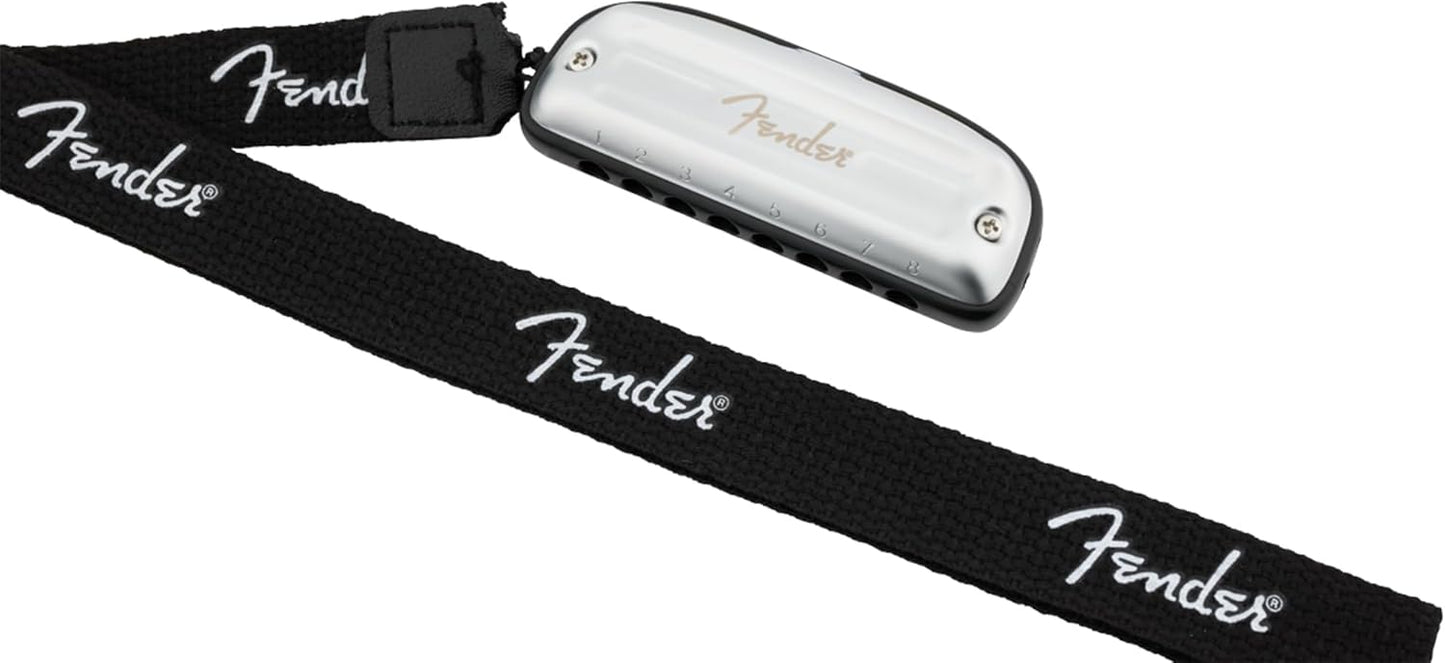 Fender Blues Junior Diatonic 8-Hole Harmonica - Key of G Bundle with Polishing Cloth and Austin Bazaar Instructional Manual
