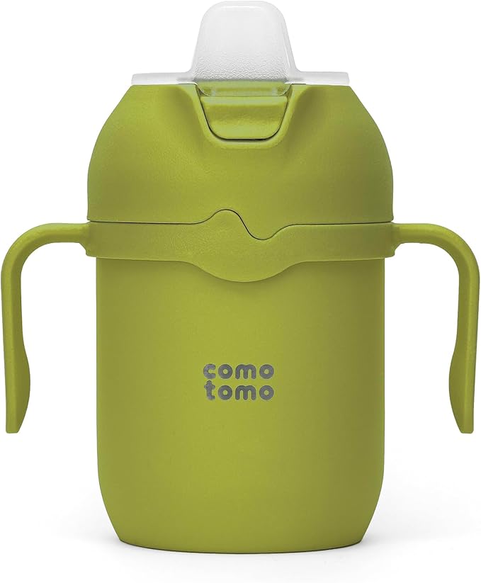 Comotomo Toddler Tumbler 8oz Insulated Sippy Cup with Silicone Straw and Spout, Green
