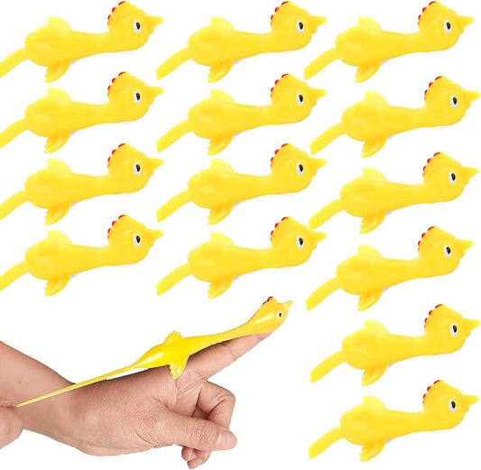 20 Pcs Slingshot Chicken Finger Toys Party Favors for Kids,Flying Sticky Rubber Chicken Fidget Toys for Boys Girls Birthday Halloween Gag Gift Goodie Bag Easter Basket Stuffers Valentines Xmas Gifts