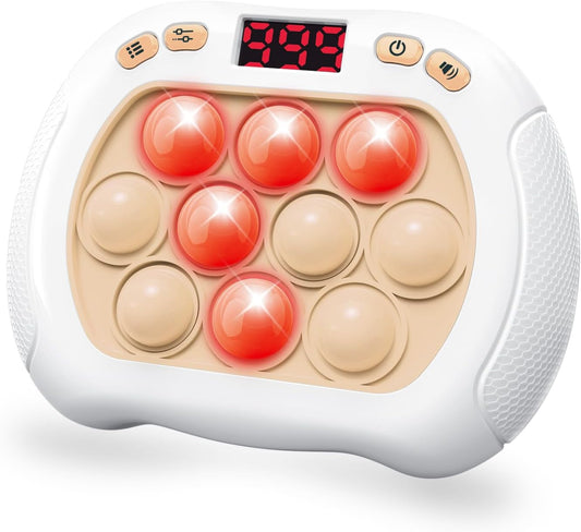Pop Game Light Up Fidget Toy for Kids, 6 Modes LED Screen Quick Push Pop Game Controller Electric Fidget Popper Game Quick Push Bubble Game Birthday Toys for Boys Girls White
