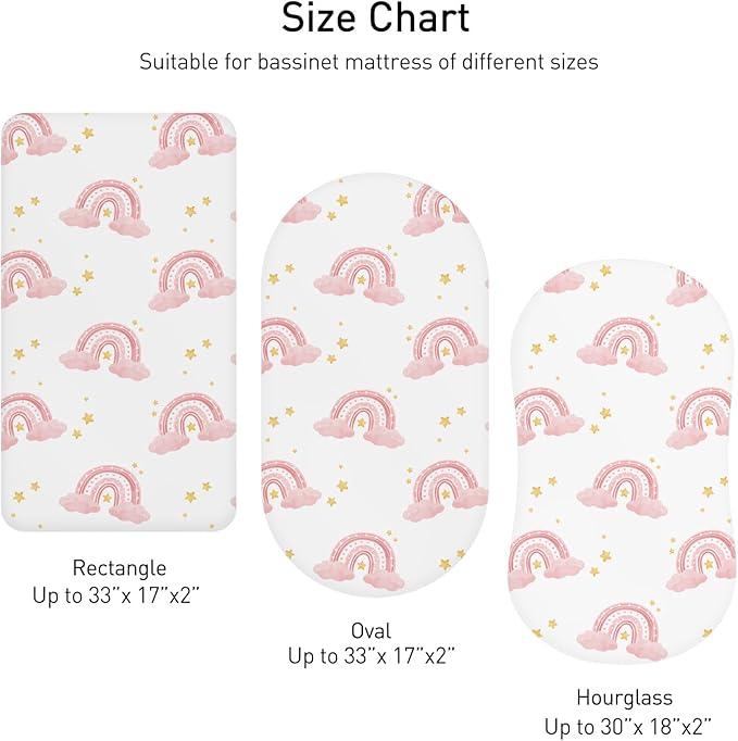 Soarwg Kids Bassinet Sheets 4 Pack, Bassinet Sheets for Baby Boy and Girl, Bassinet Sheet Neutral, Fit for Rectangle, Round, Oval, Hourglass Mattress, Flexible for Different Bassinet Pad/Mattress
