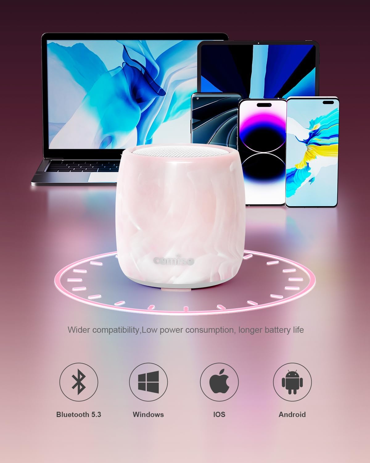 comiso Small Speaker, IPX7 Waterproof Bluetooth Speaker with Stereo Sound and Robust Bass, Mini Speakers with Hands-Free Call, Portable Speakers for Shower, Indoor & Outdoor, Gift for Men, Women