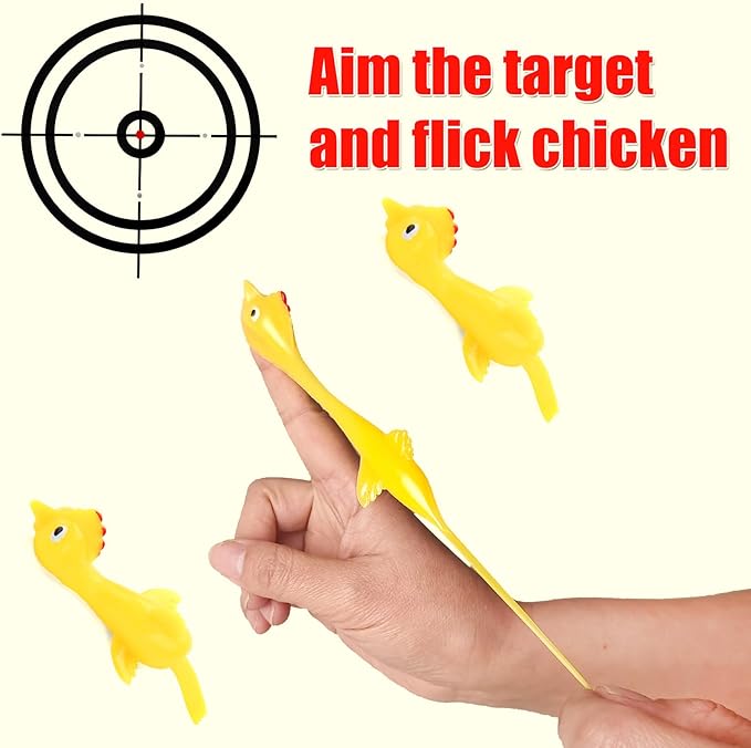 20 Pcs Slingshot Chicken Finger Toys Party Favors for Kids,Flying Sticky Rubber Chicken Fidget Toys for Boys Girls Birthday Halloween Gag Gift Goodie Bag Easter Basket Stuffers Valentines Xmas Gifts