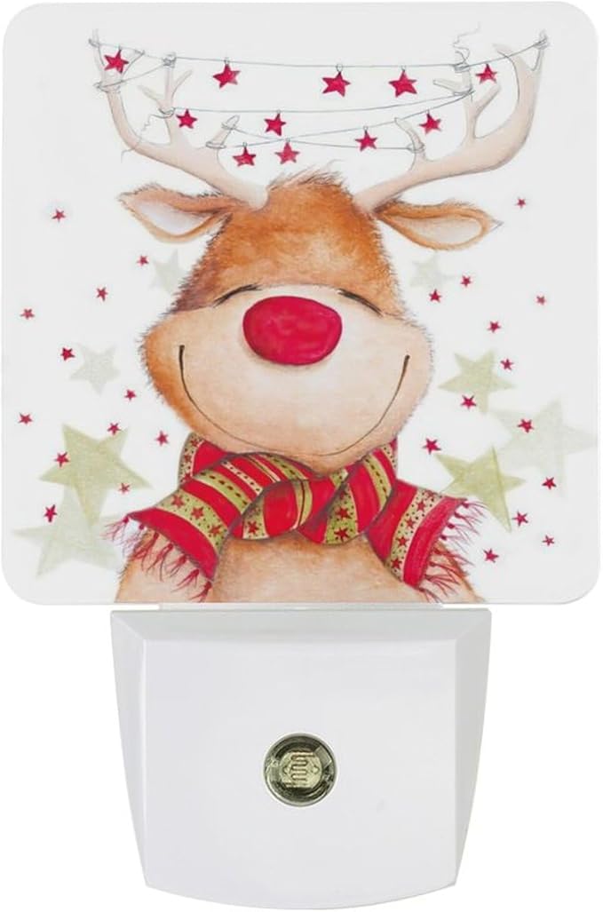 Christmas Deer Night Light, Plug into Wall Decor Nightlights for Bedroom, Bathroom, Hallway, Kitchen, with Dusk to Dawn Light Auto Sensors LED Night Lights for Boys Girls Women Men Room Gifts