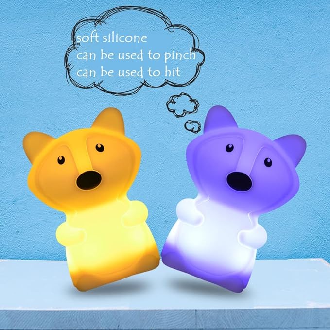 Large Fox Night Lights for Kids, Silicone Night-Light, Bedside lamp, 9 Colors Baby Sleep Light Children's Bed Bedroom Lamp for Toddlers/Boys/Girls/Adults/Bedroom/Outdoor/Camping/Gift - Large