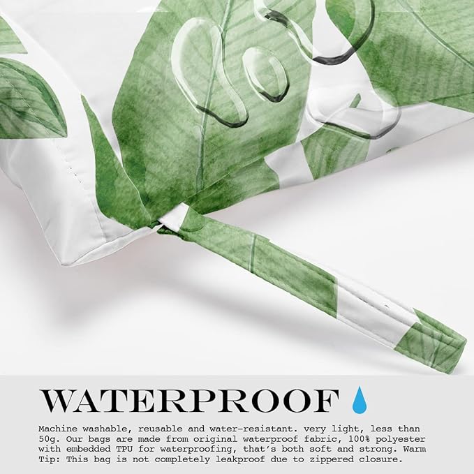 Wet Bag, Wet Dry Bag, Wet Bag for Swimsuit, Travel, Beach, Pool, Diapers, Dirty Yoga Gym Clothes, Makeup Bag, Waterproof Tropical Palm Leaves Decor Jungle Palm Leaf Favors