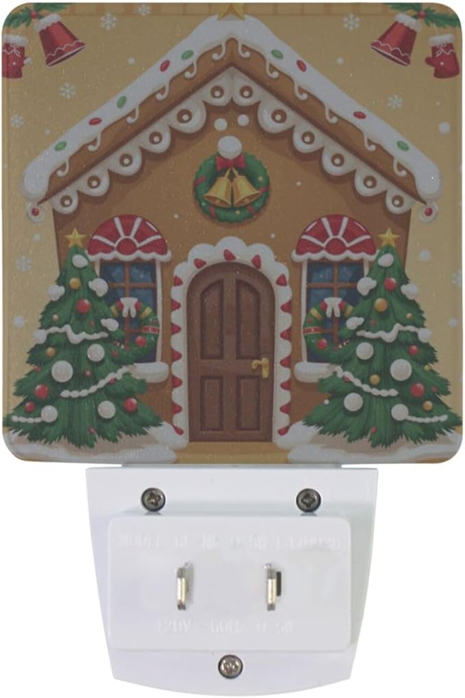 Aslsiy Night Light for Kids Cartoon Gingerbread House Brown (10) Plug in Wall Lamp LED Dusk to Dawn Sensor Energy Saving Nightlight for Boys Girls Men Women
