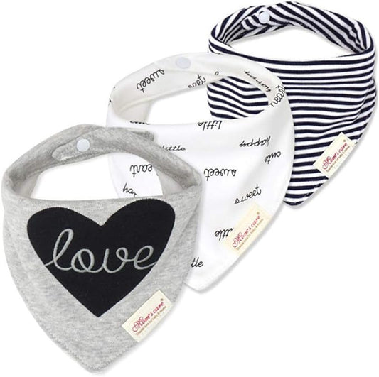 JN&LULU 3 Pack Newborn Baby Bibs Bandana Drool Bibs for Drooling Cotton Baby Gifts